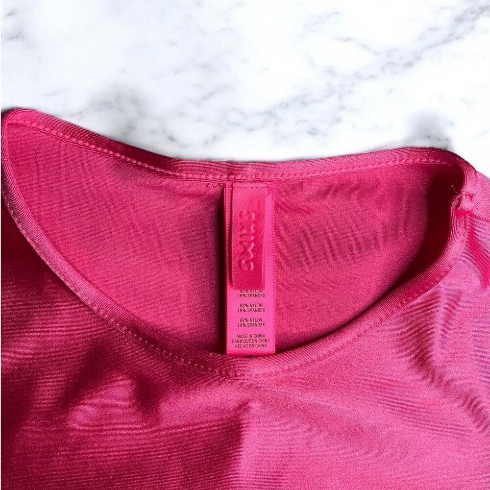SKIMS XS Hot Pink Short Sleeve Bodycon Jersey Maxi Dress Women’s Nylon Spandex - Picture 2 of 7